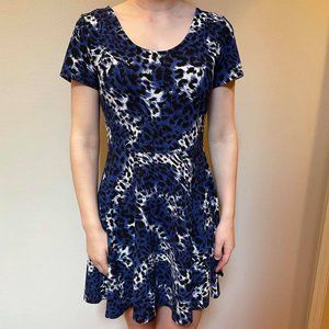 Blue Leopard Print Casual Dress